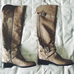 Grey Leather Rider Boots